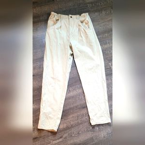 Vintg 80's Pants Women's 16 Khaki High Rise Straight Leg Pleated Elastic Waist